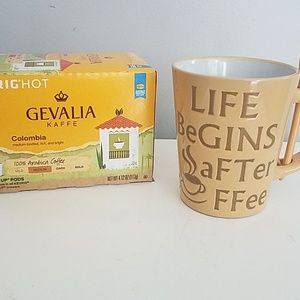 NWT Life Begins after COFFEE mug with spoon